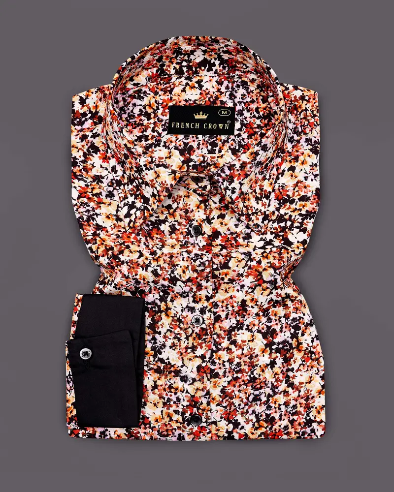 Jasper Red And Multicolored White Ditsy Printed Premium Tencel Shirt 2