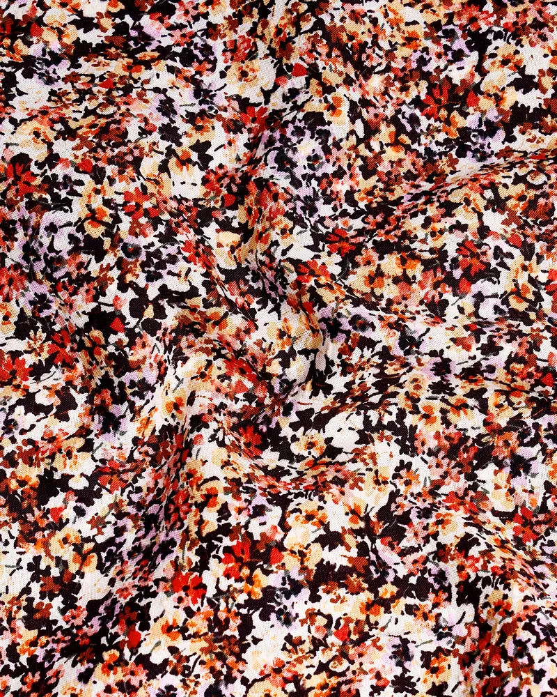 Jasper Red And Multicolored White Ditsy Printed Premium Tencel Shirt 3