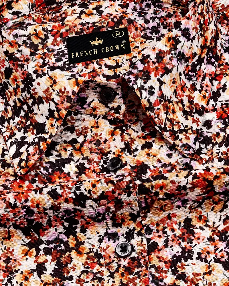 Jasper Red And Multicolored White Ditsy Printed Premium Tencel Shirt 4