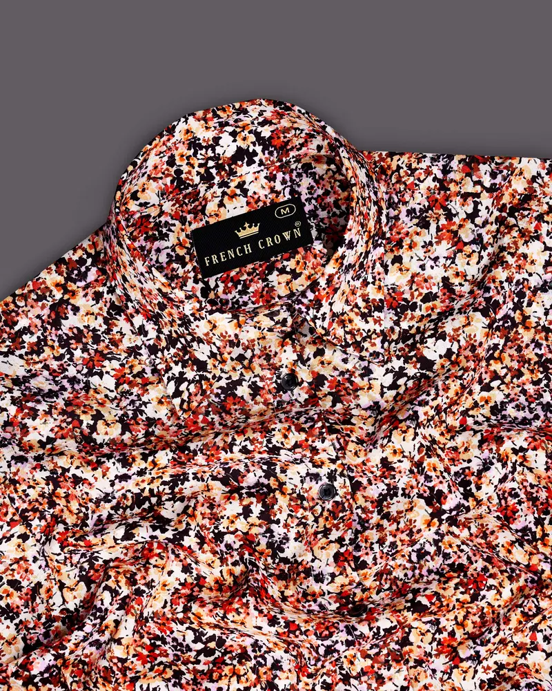 Jasper Red And Multicolored White Ditsy Printed Premium Tencel Shirt 5