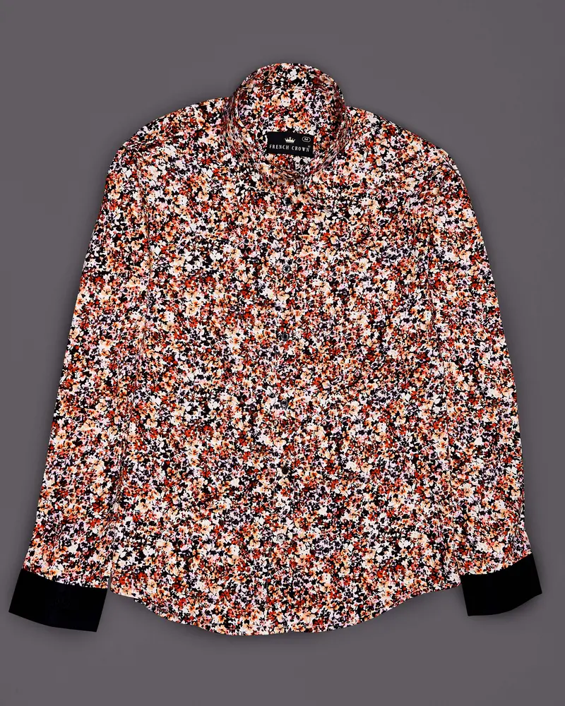 Jasper Red And Multicolored White Ditsy Printed Premium Tencel Shirt 6