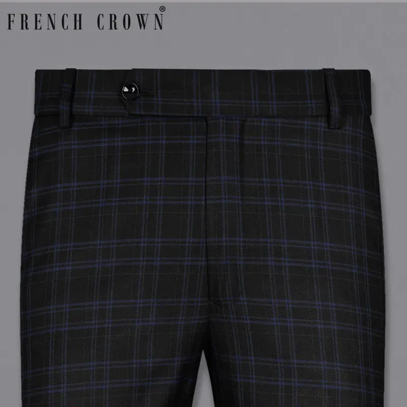Jet Black And Valhalla Violet Plaid Woolrich Pant 1