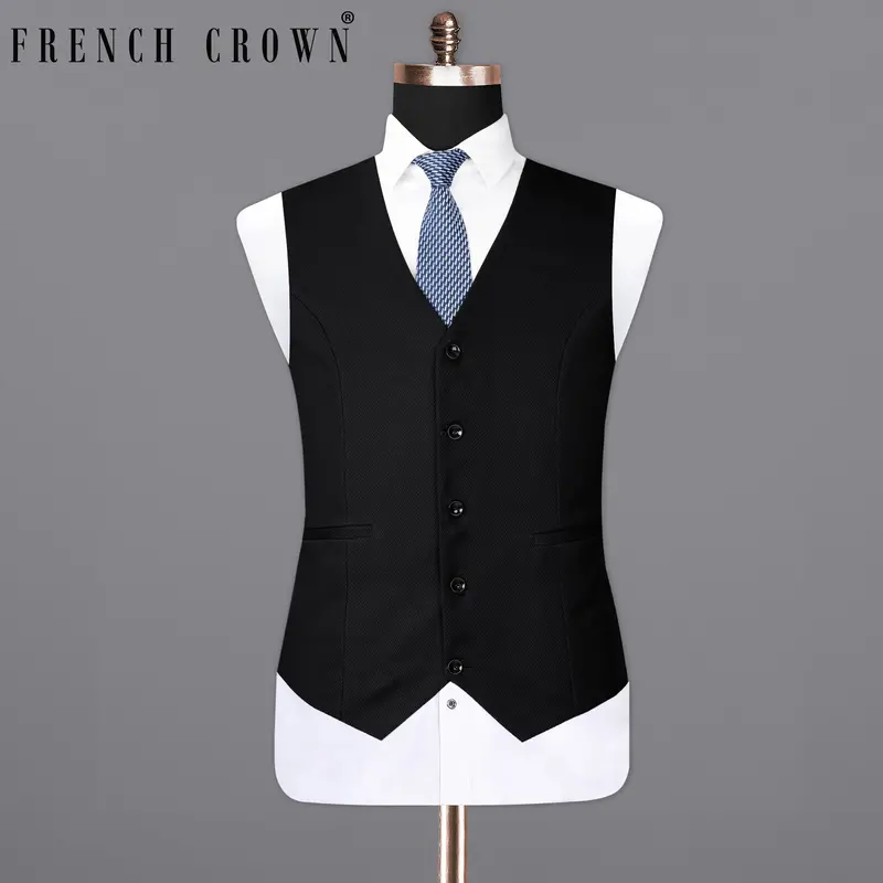 Jet Black Micro Textured Sports Waistcoat 1
