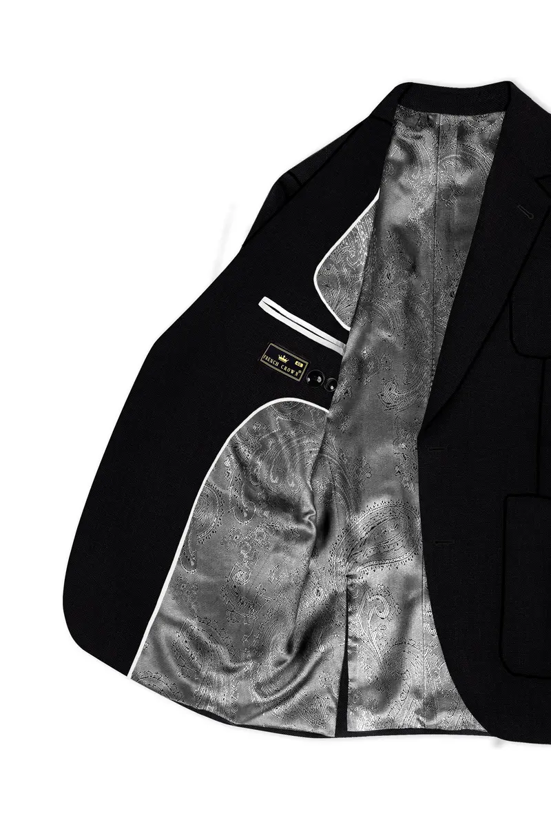 Jet Black Solid Luxurious Linen Sports Blazer 5