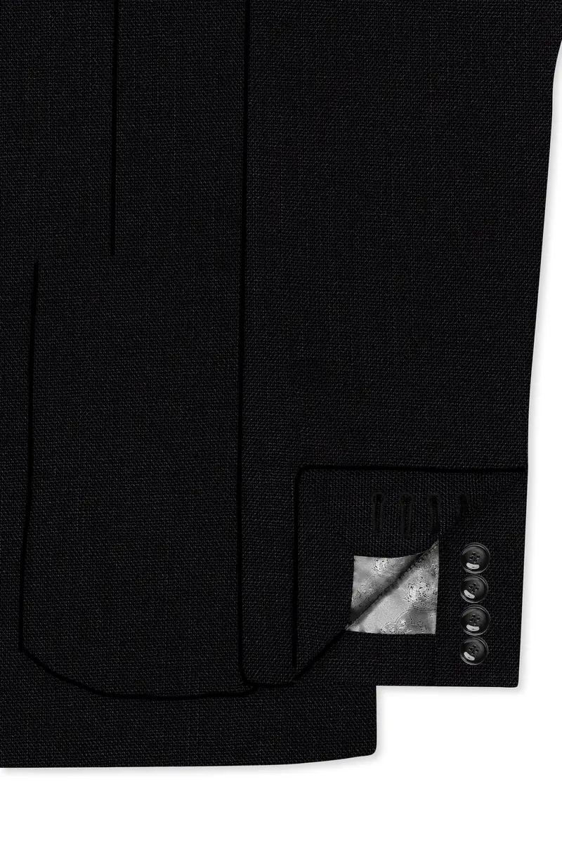 Jet Black Solid Luxurious Linen Sports Blazer 6