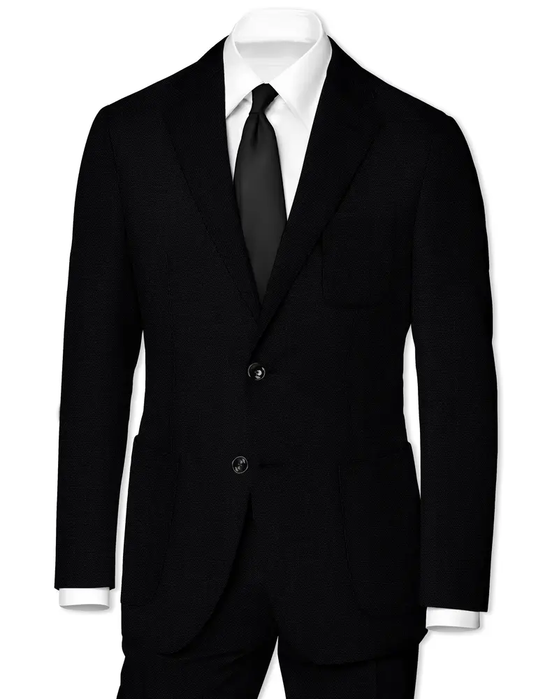 Jet Black Solid Luxurious Linen Sports Suit 1