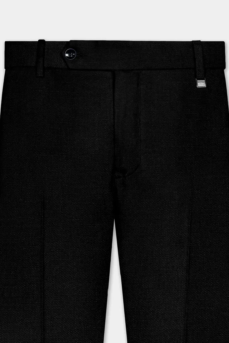 Jet Black Solid Luxurious Linen Sports Suit 10