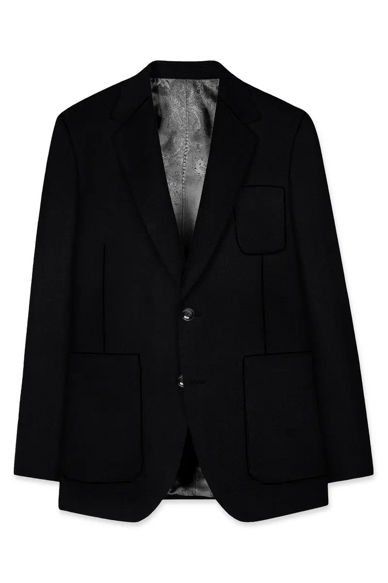 Jet Black Solid Luxurious Linen Sports Suit 7