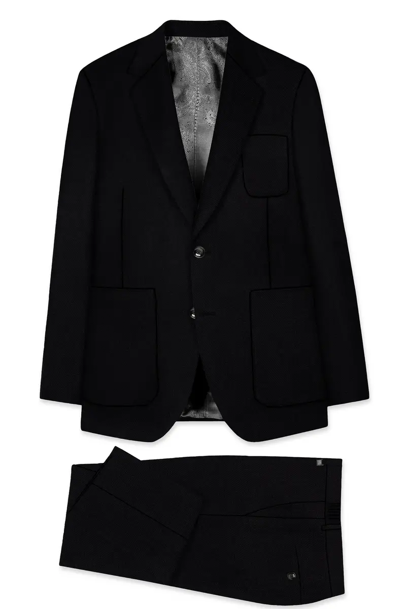 Jet Black Solid Luxurious Linen Sports Suit 9