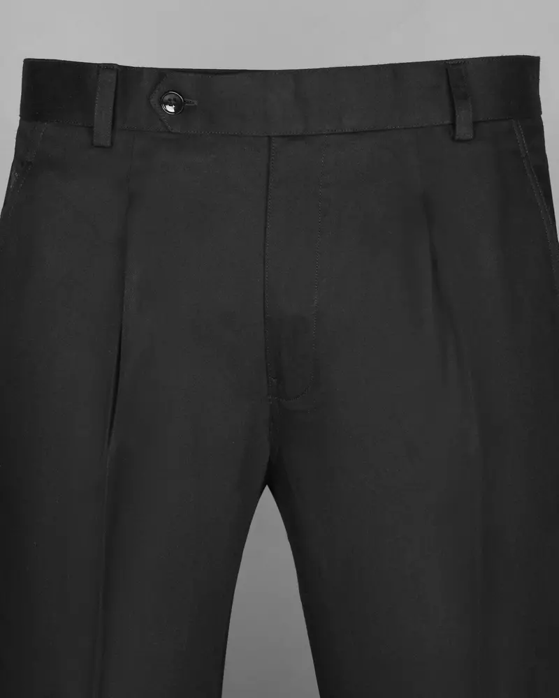 Jet Black Stretchable Subtle Sheen Formal Pant 2