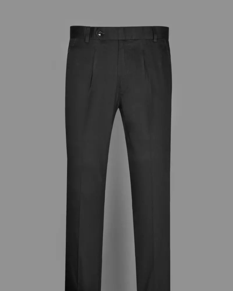 Jet Black Stretchable Subtle Sheen Formal Pant 4