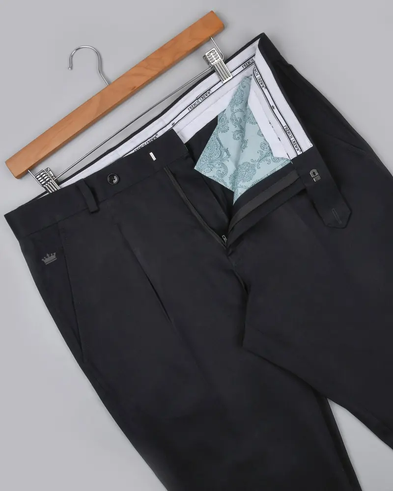 Jet Black Stretchable Subtle Sheen Formal Pant 6