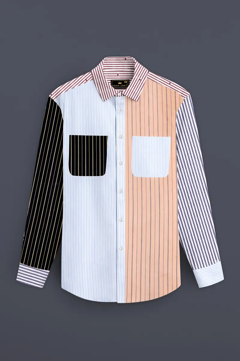 Jet Stream Blue And Tacao Brown Striped Super Soft Premium Cotton Designer Shirt 2