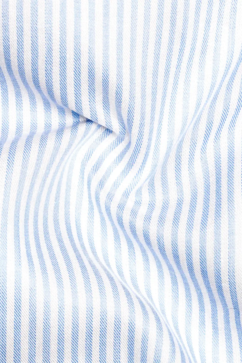 Jet Stream Blue And Tacao Brown Striped Super Soft Premium Cotton Designer Shirt 3
