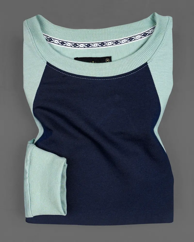 Jet Stream Green With Firefly Blue Premium Cotton Sweatshirt 2