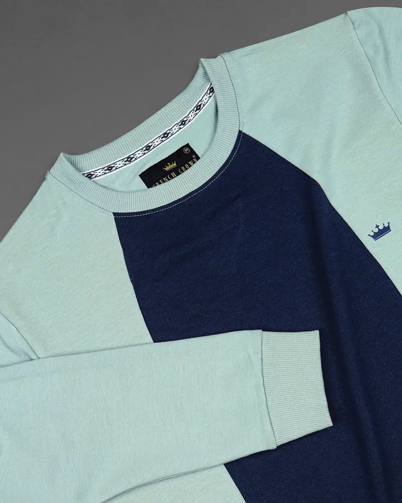 Jet Stream Green With Firefly Blue Premium Cotton Sweatshirt 4