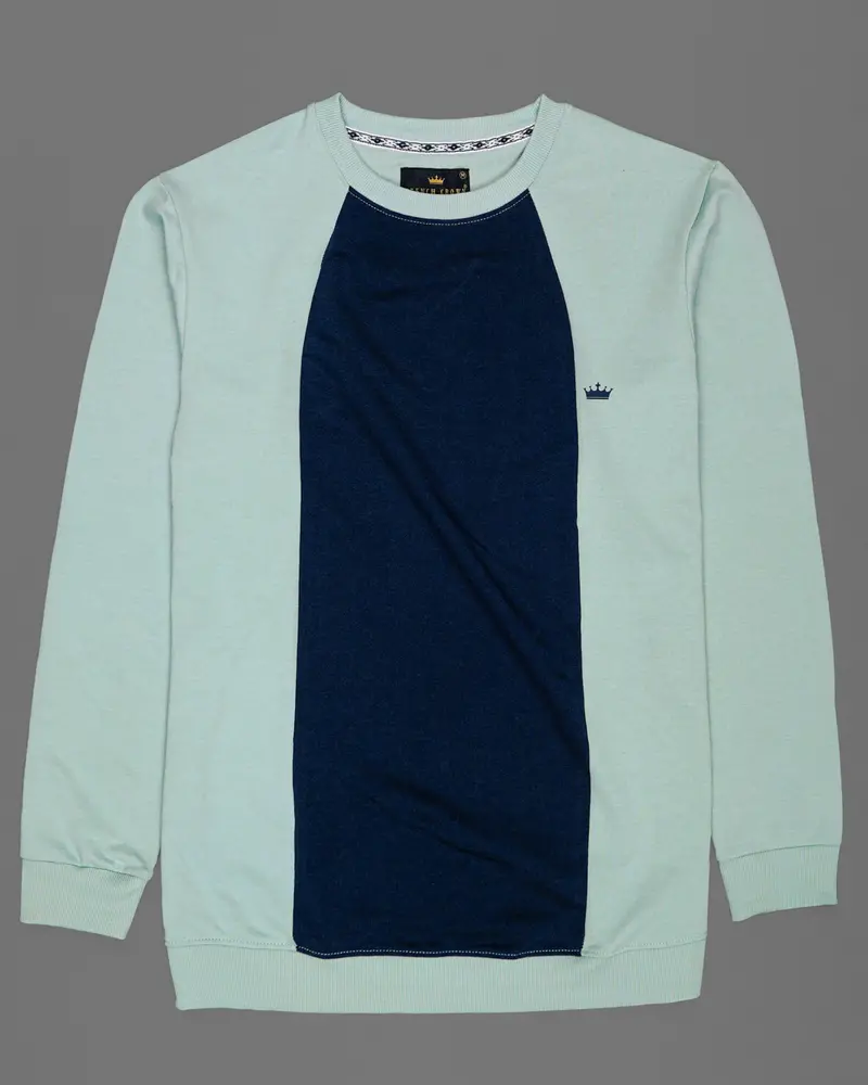 Jet Stream Green With Firefly Blue Premium Cotton Sweatshirt 5