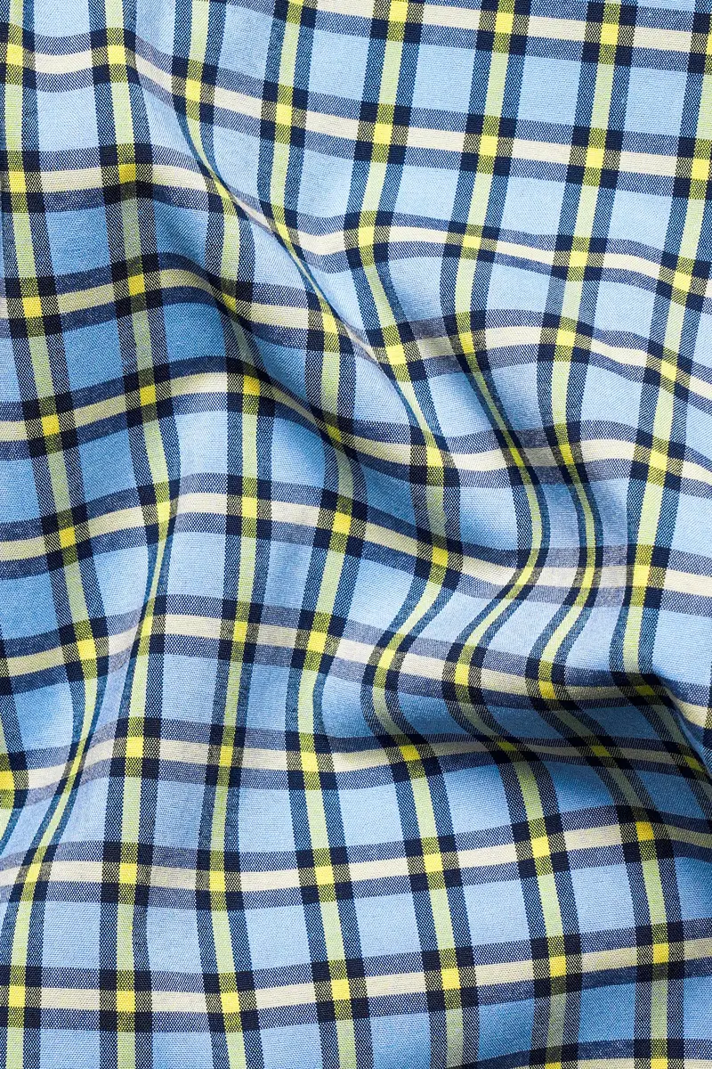 Jordy Blue And Jasmine Yellow Checkered Premium Cotton Shirt 2