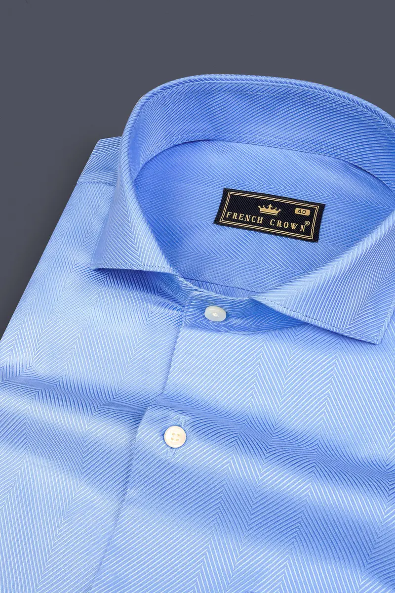 Jordy Blue Dobby Textured Premium Cotton Shirt 1