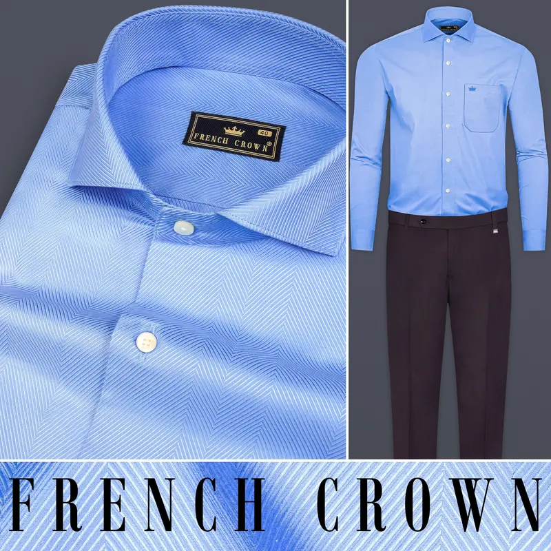 Jordy Blue Dobby Textured Premium Cotton Shirt 10