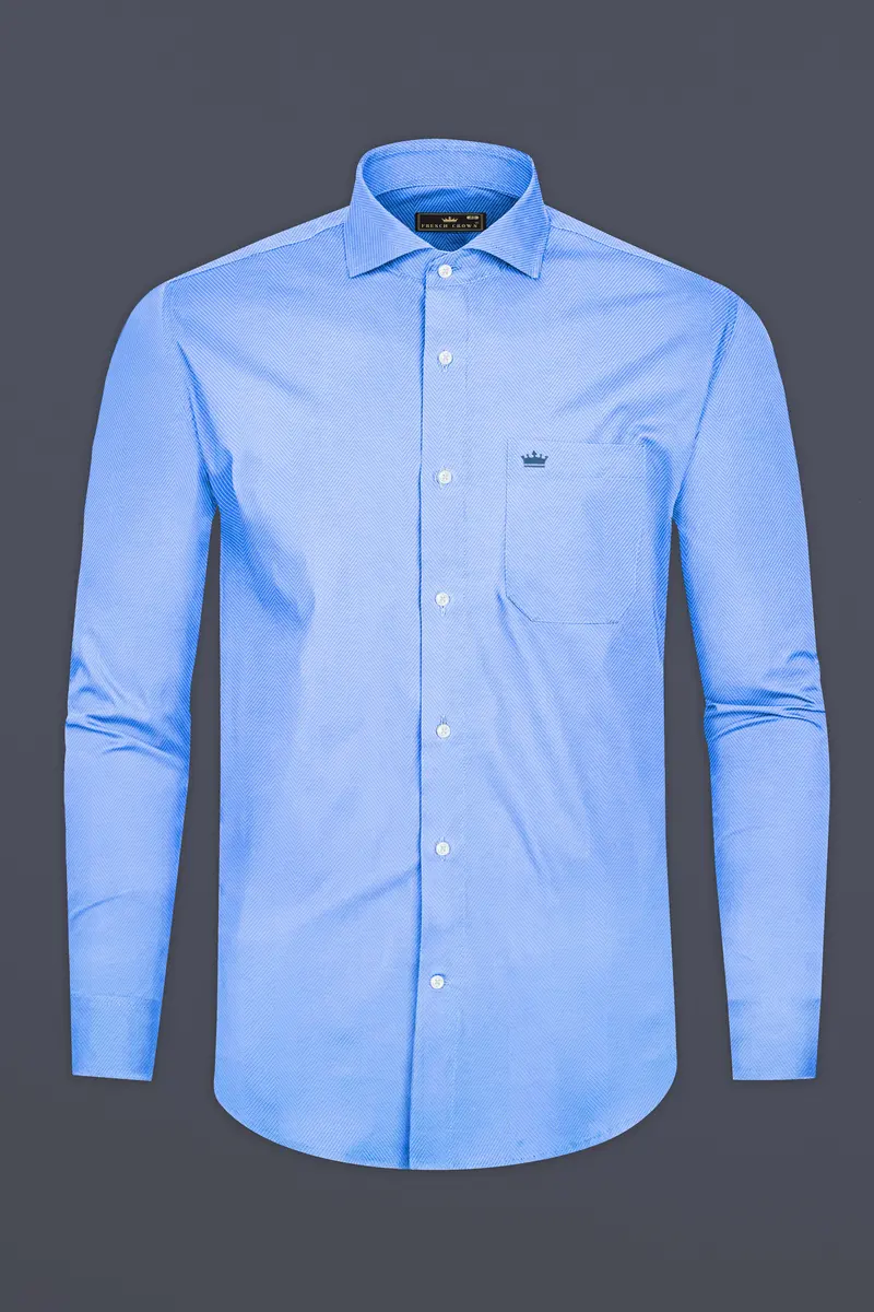 Jordy Blue Dobby Textured Premium Cotton Shirt 4