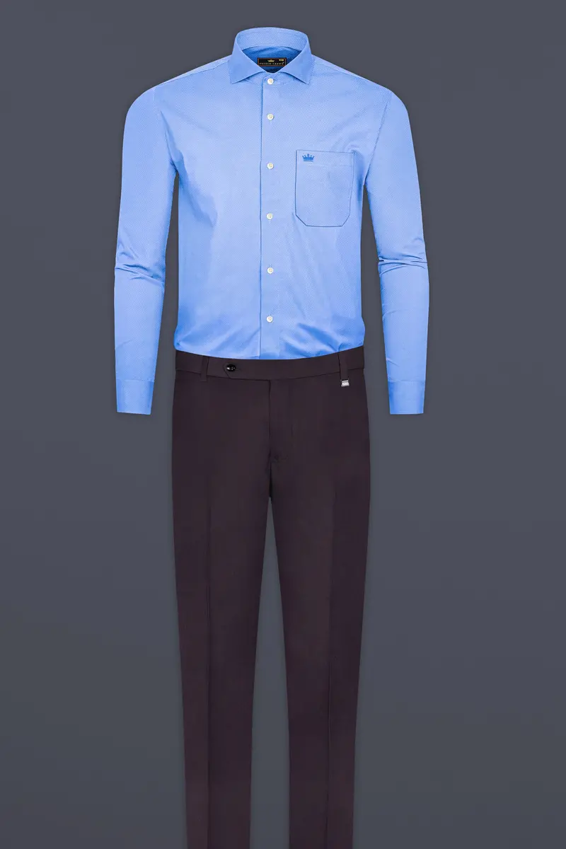 Jordy Blue Dobby Textured Premium Cotton Shirt 6