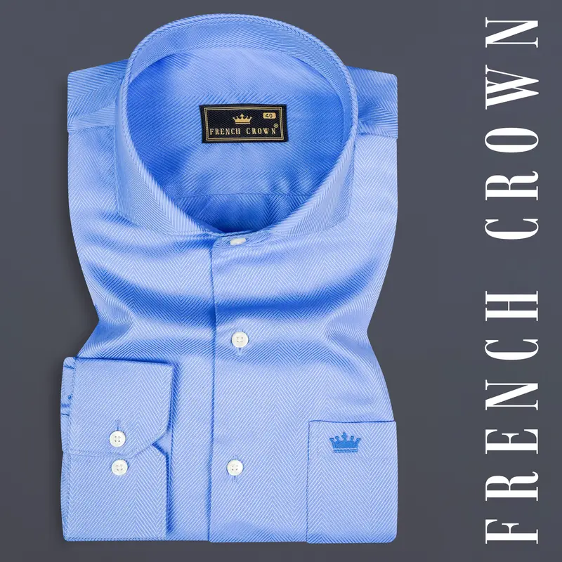 Jordy Blue Dobby Textured Premium Cotton Shirt 7