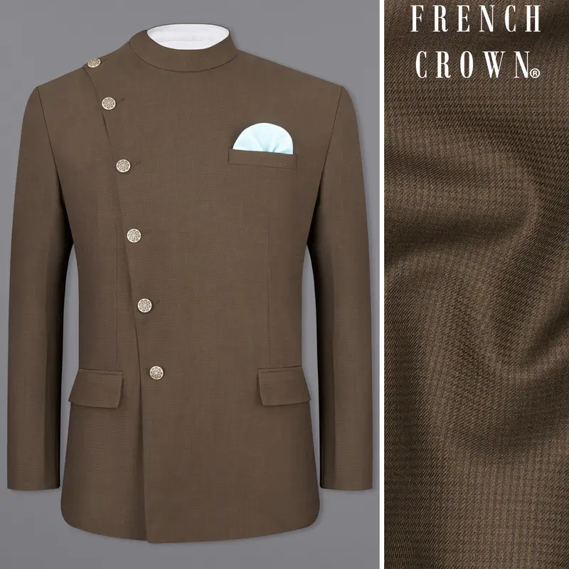 Judge Brown Cross Placket Bandhgala Blazer 1