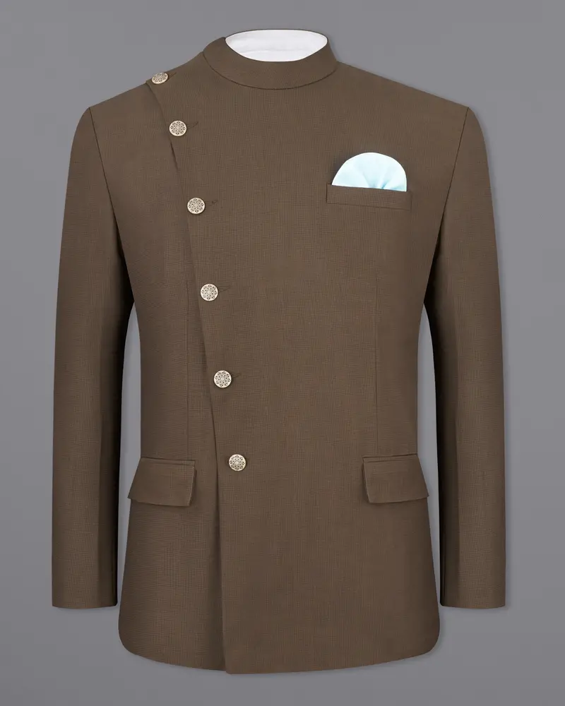 Judge Brown Cross Placket Bandhgala Blazer 2