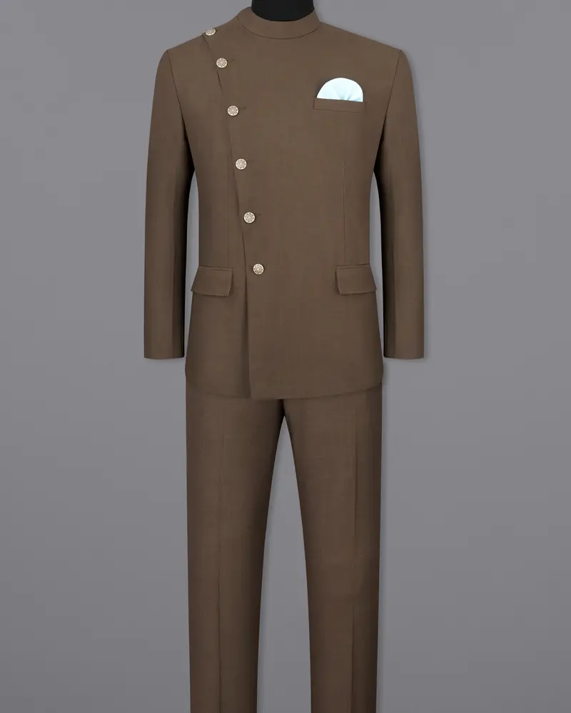 Judge Brown Cross Placket Bandhgala Suit 4
