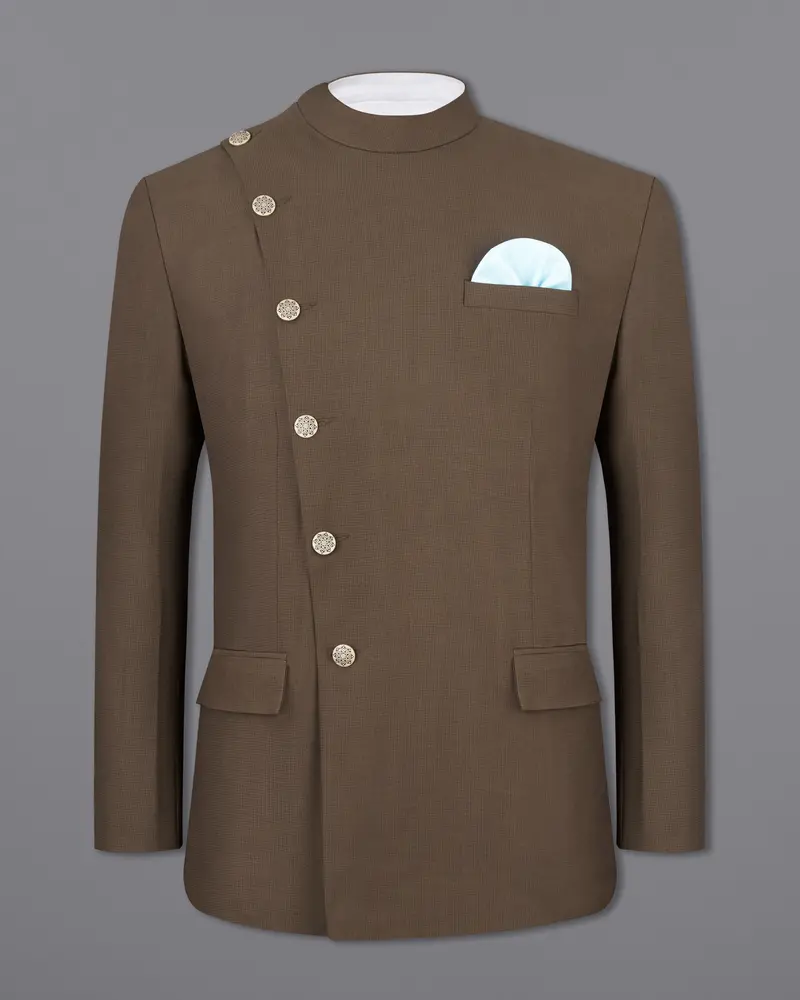 Judge Brown Cross Placket Bandhgala Suit 9