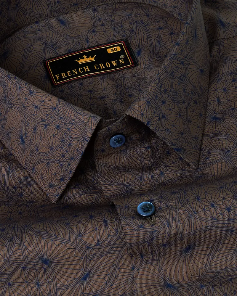 Kabul Brown Paisleys Printed  Royal Oxford Shirt 1