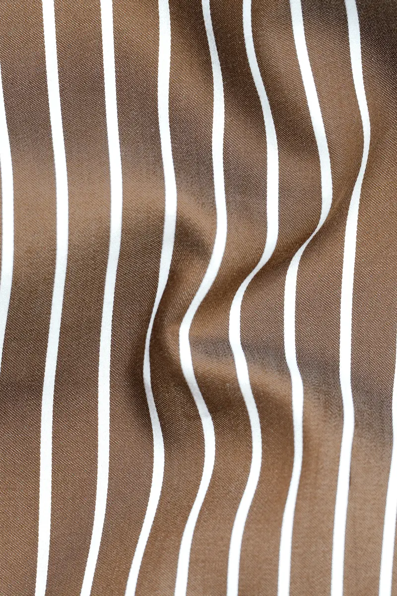 Kabul Brown Striped Twill Premium Cotton Shirt 2