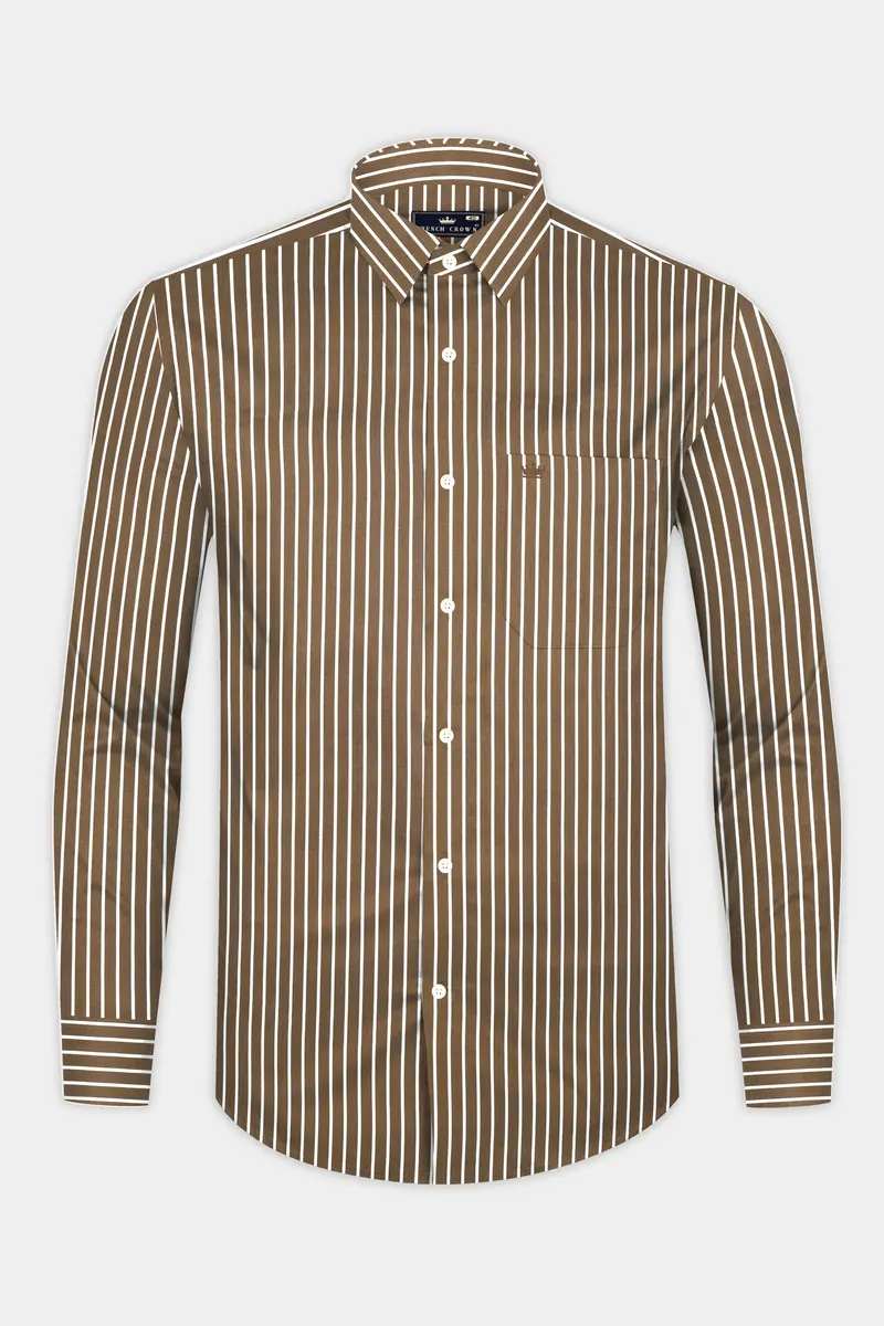 Kabul Brown Striped Twill Premium Cotton Shirt 4