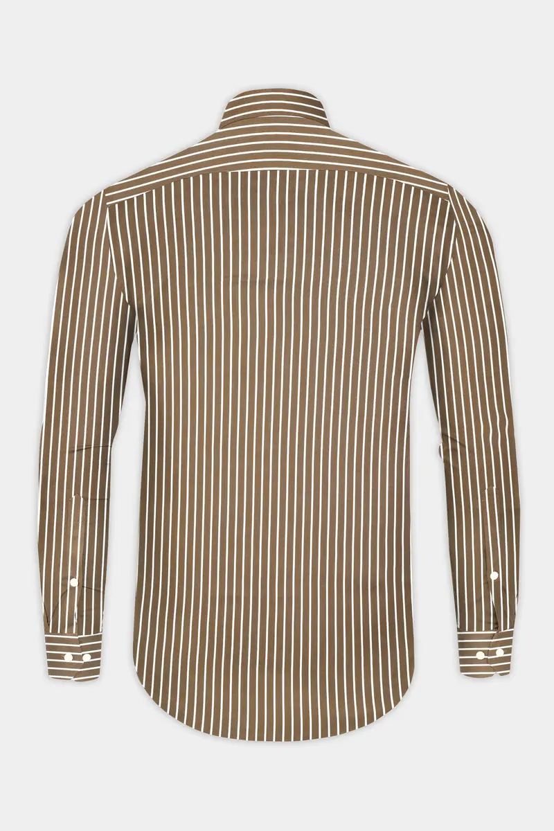Kabul Brown Striped Twill Premium Cotton Shirt 5