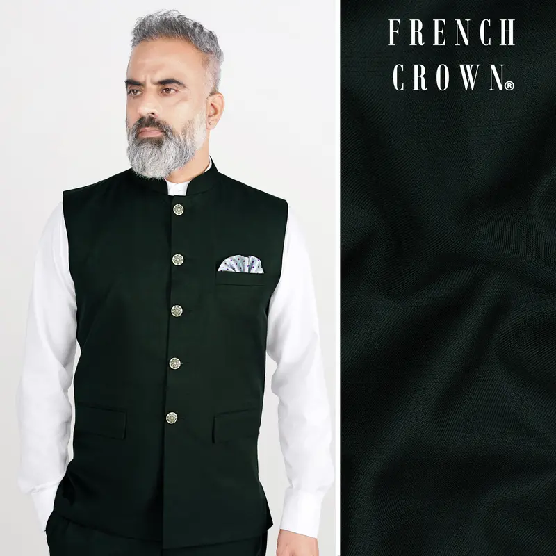 Kaitoke Green Wool Rich Nehru Jacket 1