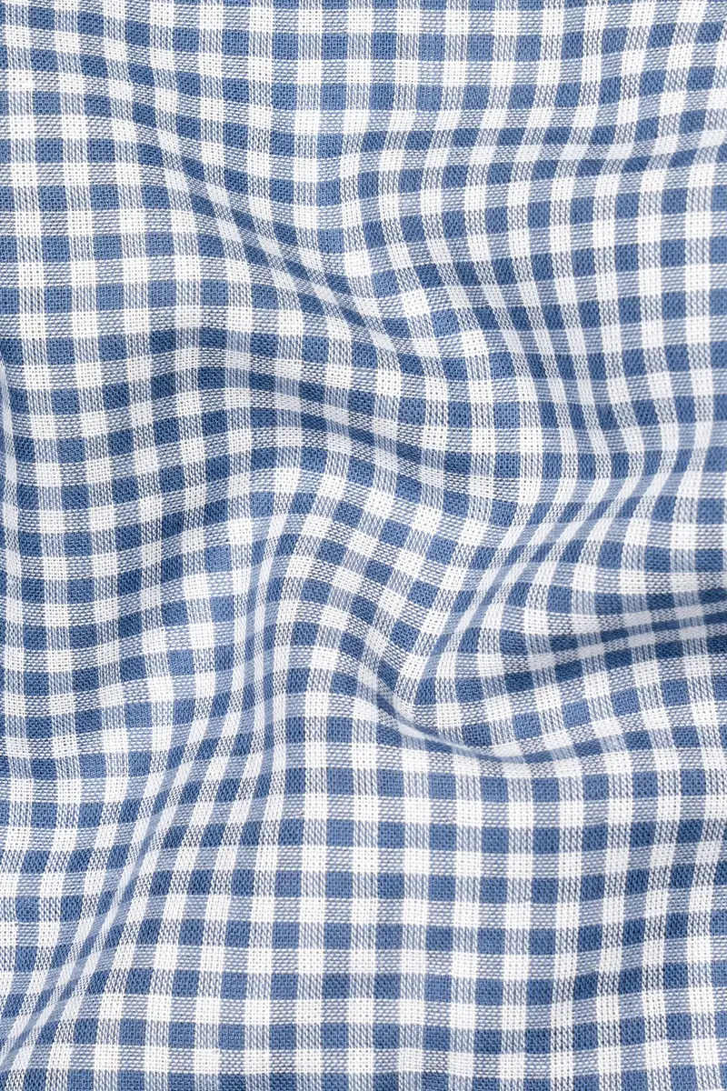 Kashmir Blue And Bright White Plaid Chambray Detachable Hoodie Jacket 3