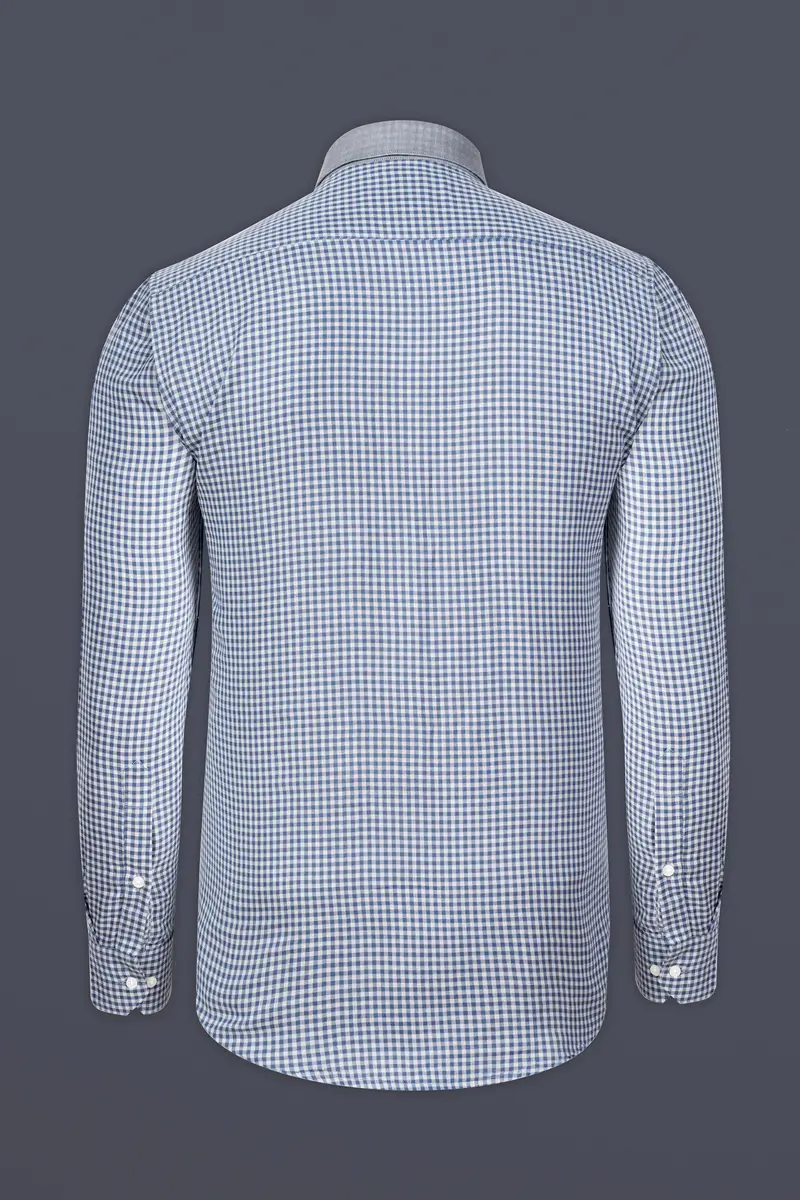 Kashmir Blue And Bright White Plaid Chambray Detachable Hoodie Jacket 9