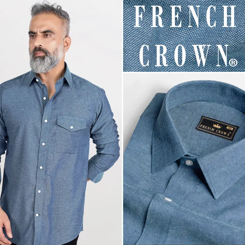 Kashmir Blue Luxurious Linen Shirt 10