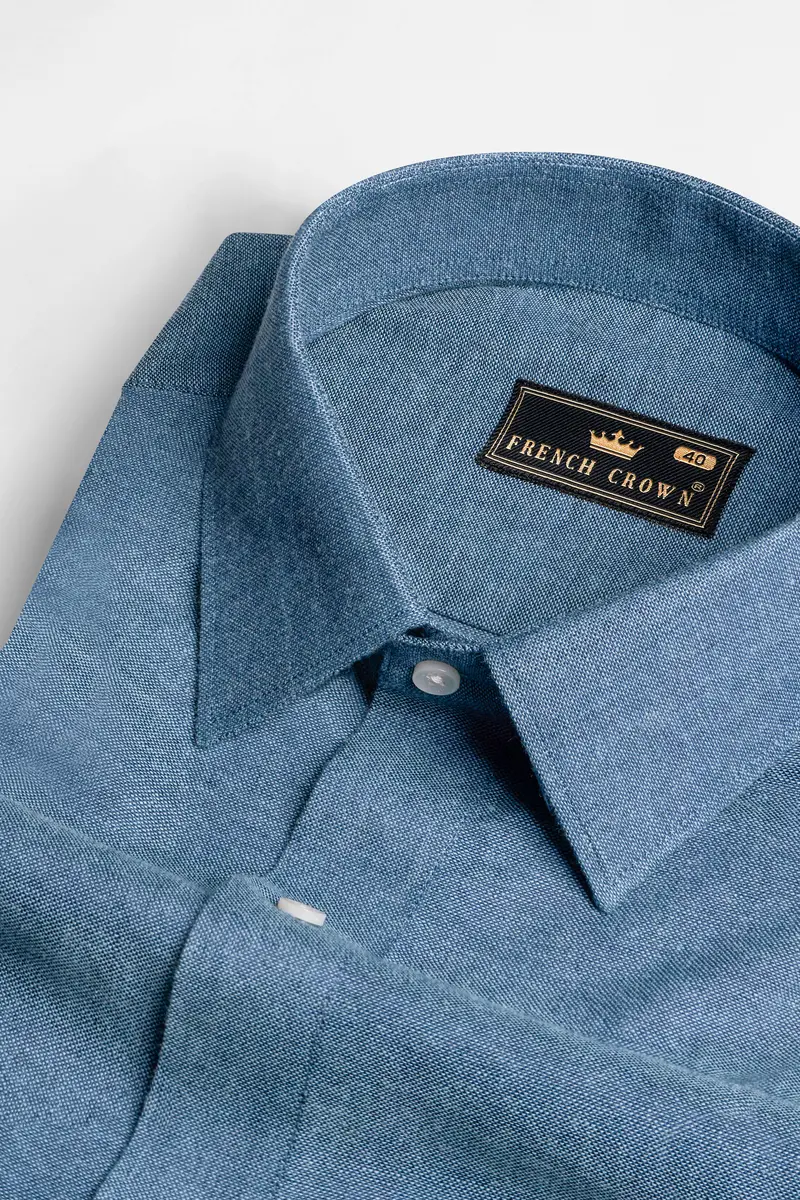 Kashmir Blue Luxurious Linen Shirt 4
