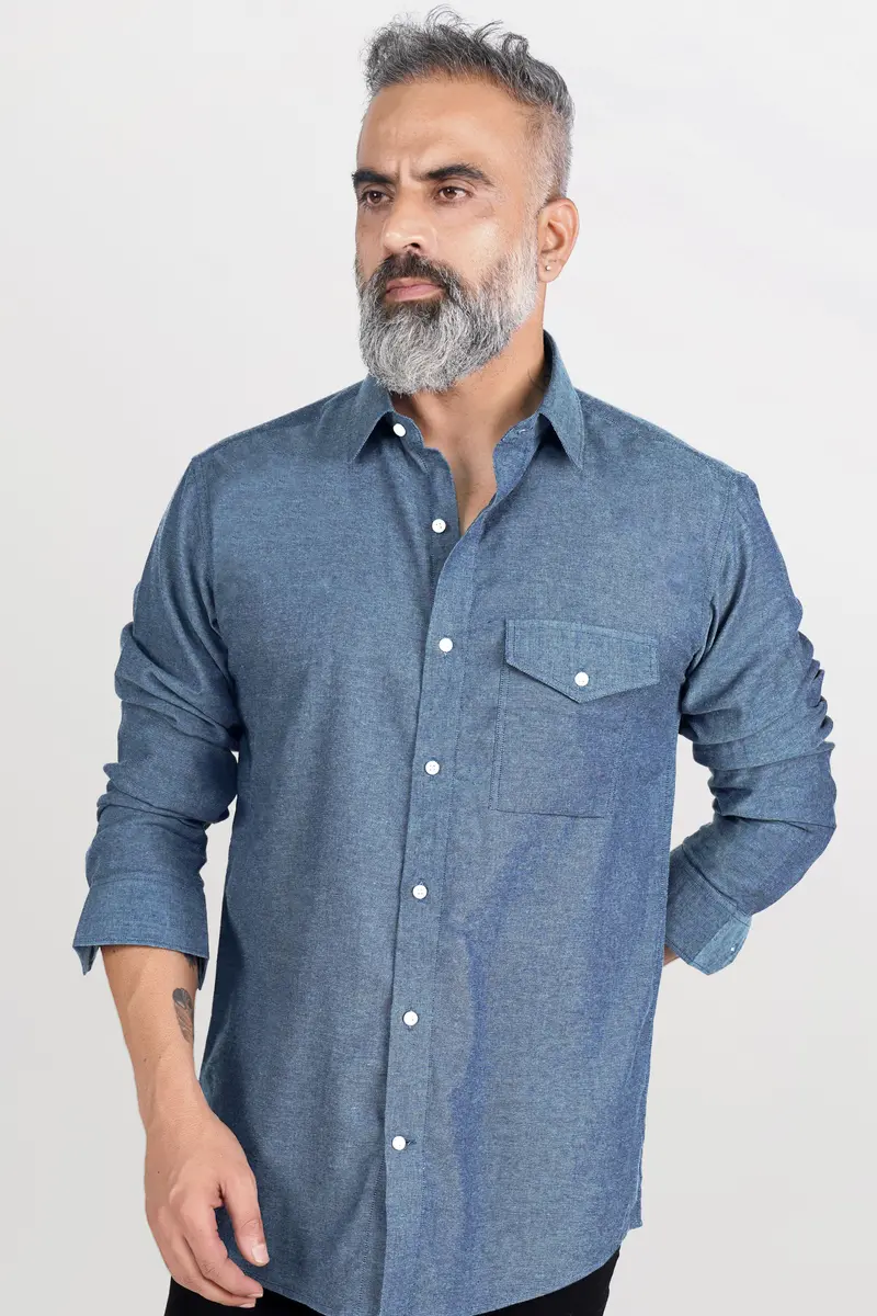 Kashmir Blue Luxurious Linen Shirt 5