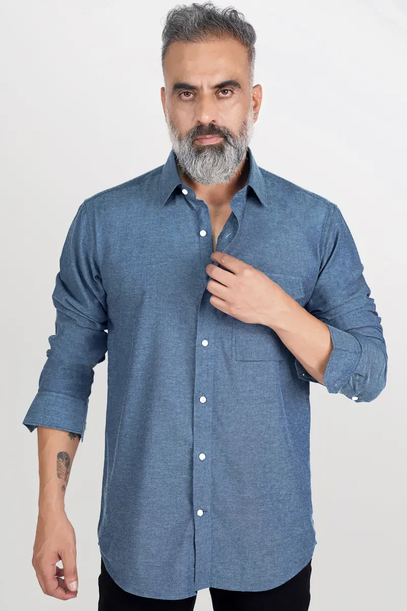 Kashmir Blue Luxurious Linen Shirt 7