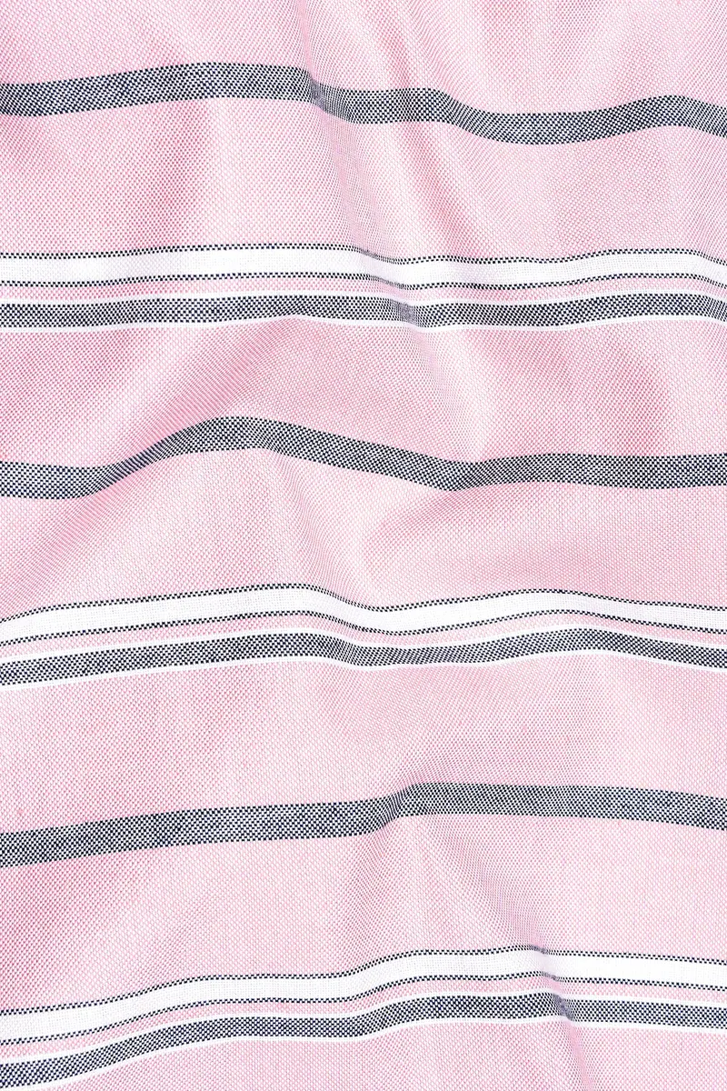Kawaii Pink And Cadet Grey Striped Oxford Shirt 2