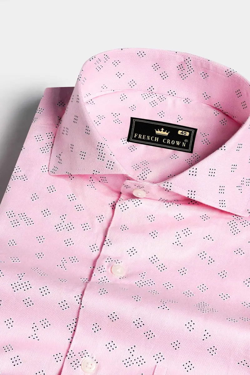 Kawaii Pink Dobby Textured Premium Giza Cotton Shirt 1