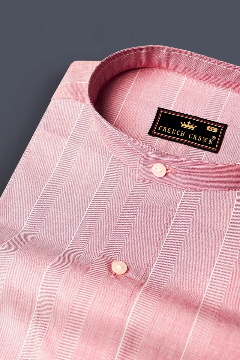 Kawaii Pink Striped Premium Giza Cotton Shirt 1