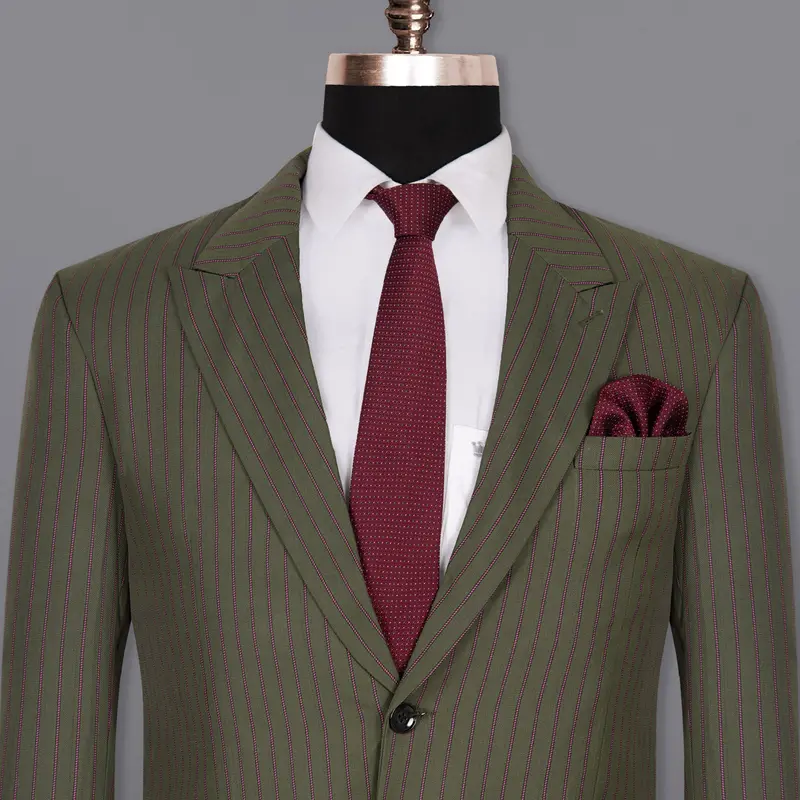 Kelp Green And Mulberry Pink Striped Woolrich Blazer 1