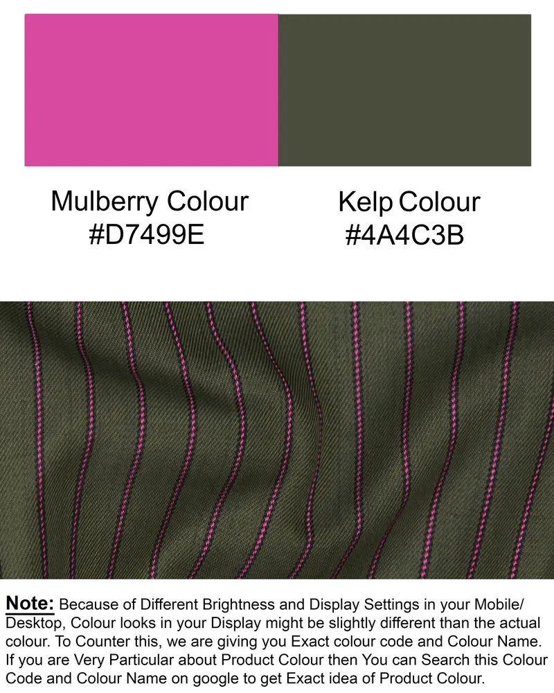 Kelp Green And Mulberry Pink Striped Woolrich Waistcoat 7