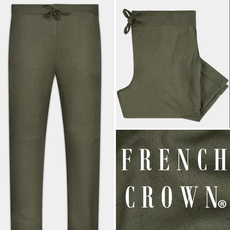 Kelp Green Luxurious Linen Lounge Pant 1