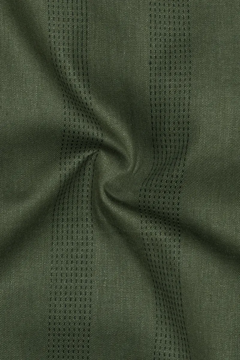 Kelp Green With Black Implied Lined Twill Premium Cotton Shirt 3