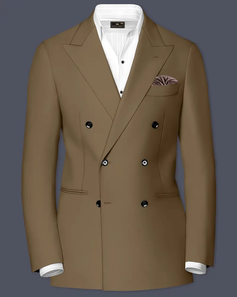 Khaki Brown Double Breasted Blazer 1